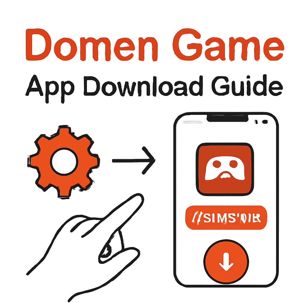 An illustration explaining how to download the Domen Game App.