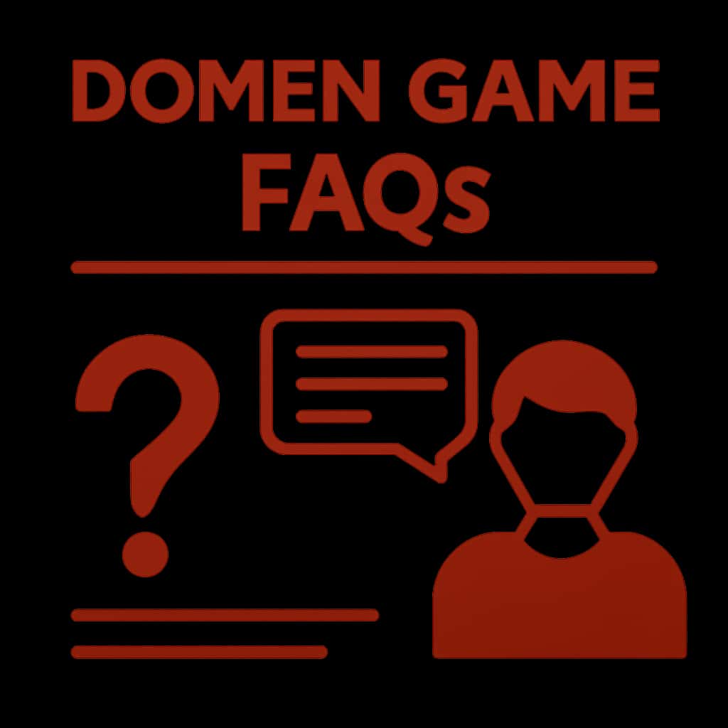 An illustration summarizing the Domen Game FAQs topics.