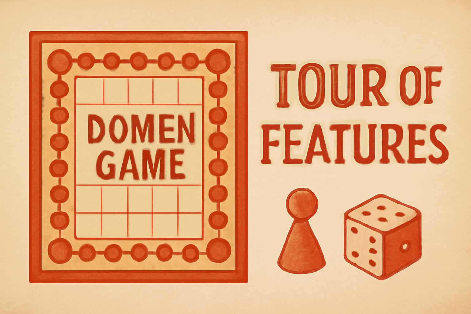 An informative display showcasing the features of Domen Game with the title prominently featured.