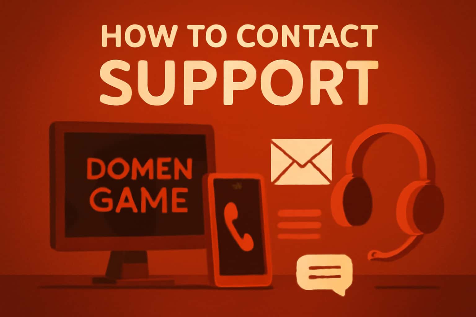 Informational scene on contacting Domen Game Support.